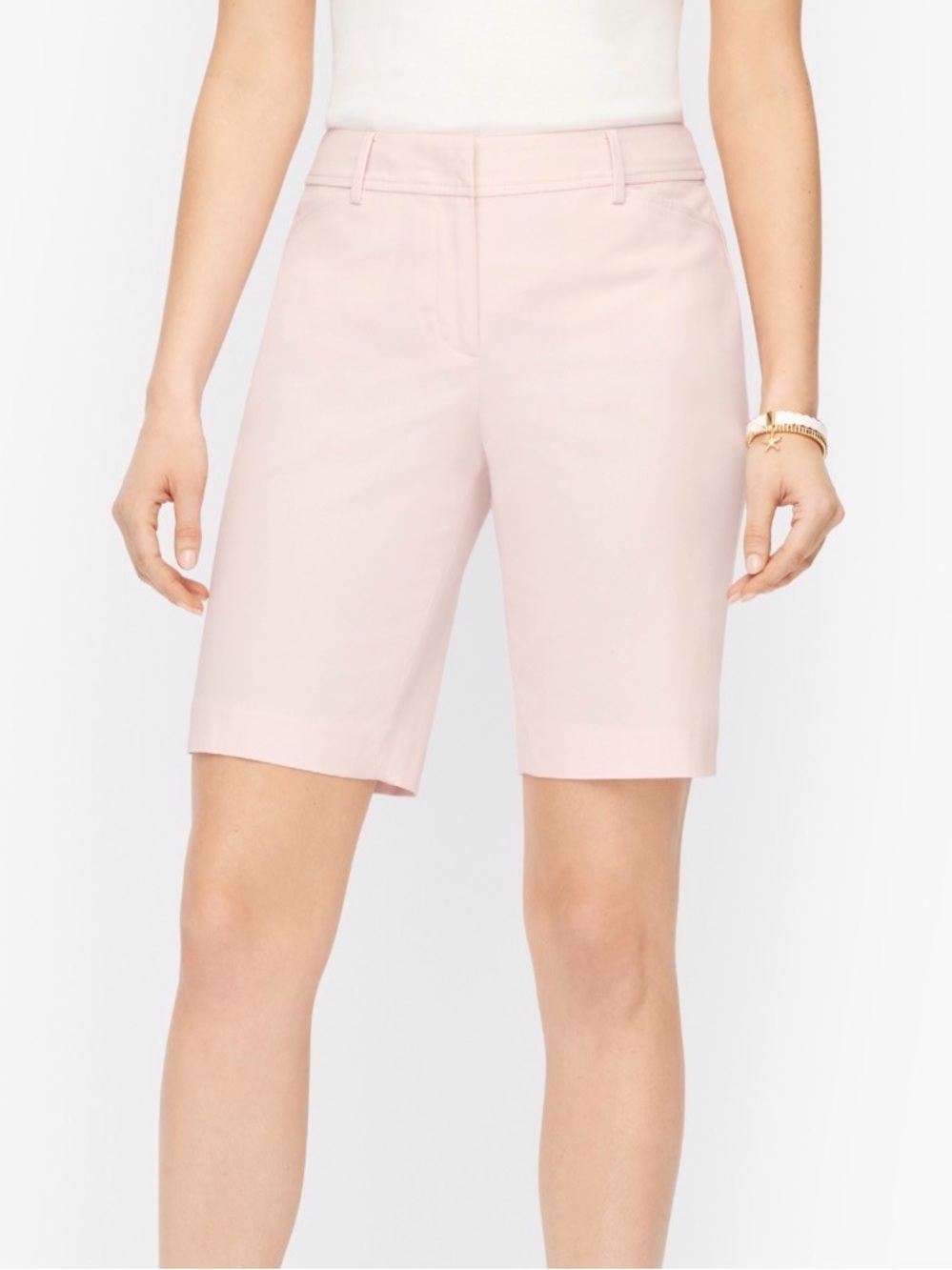 Talbots Perfect Short Pale Pink Cotton Chino Bermuda Shorts Sz 10 Classic